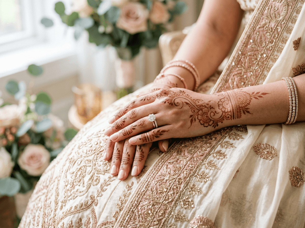 Elegant mehndi for an engagement ceremony